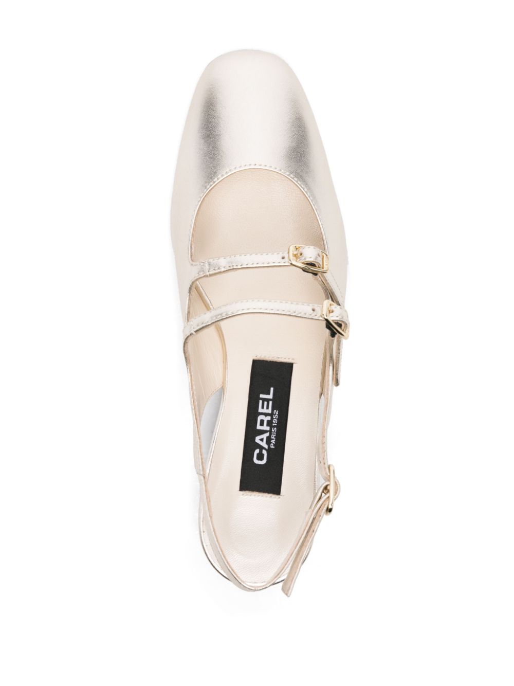 CAREL PARIS Laminated Leather Ballet Sandals with Buckle Straps