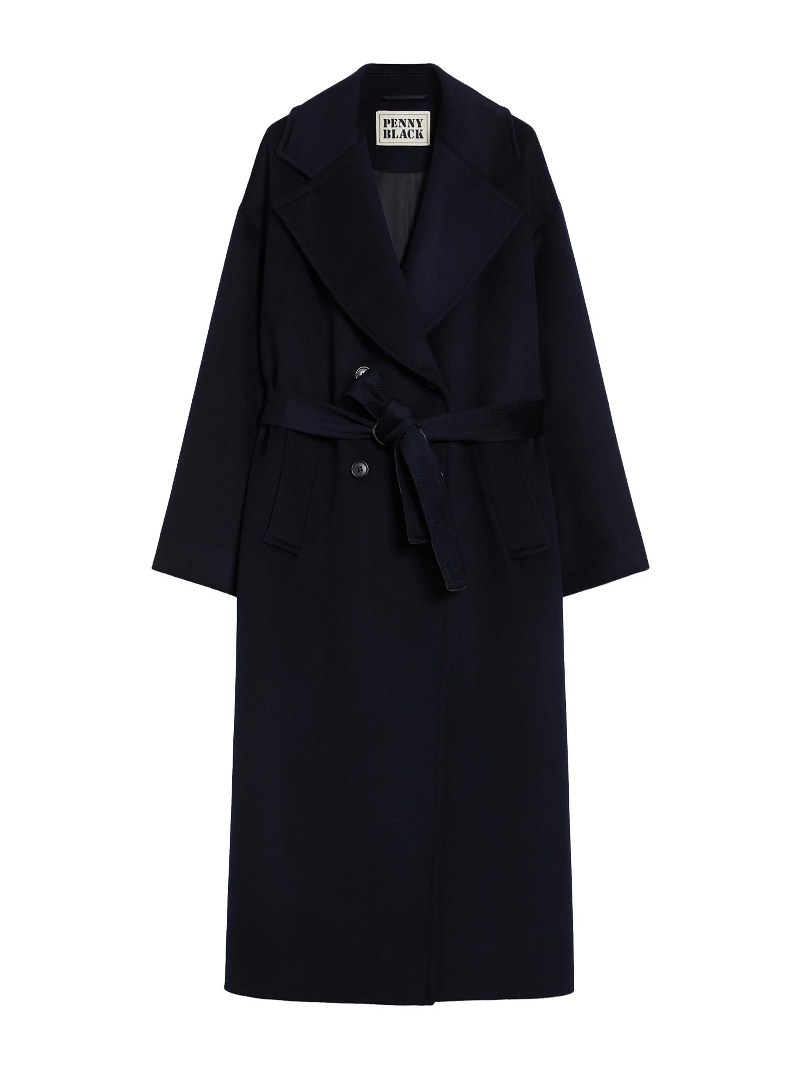 PENNYBLACK Double-Breasted Wool Coat with Belted Waist