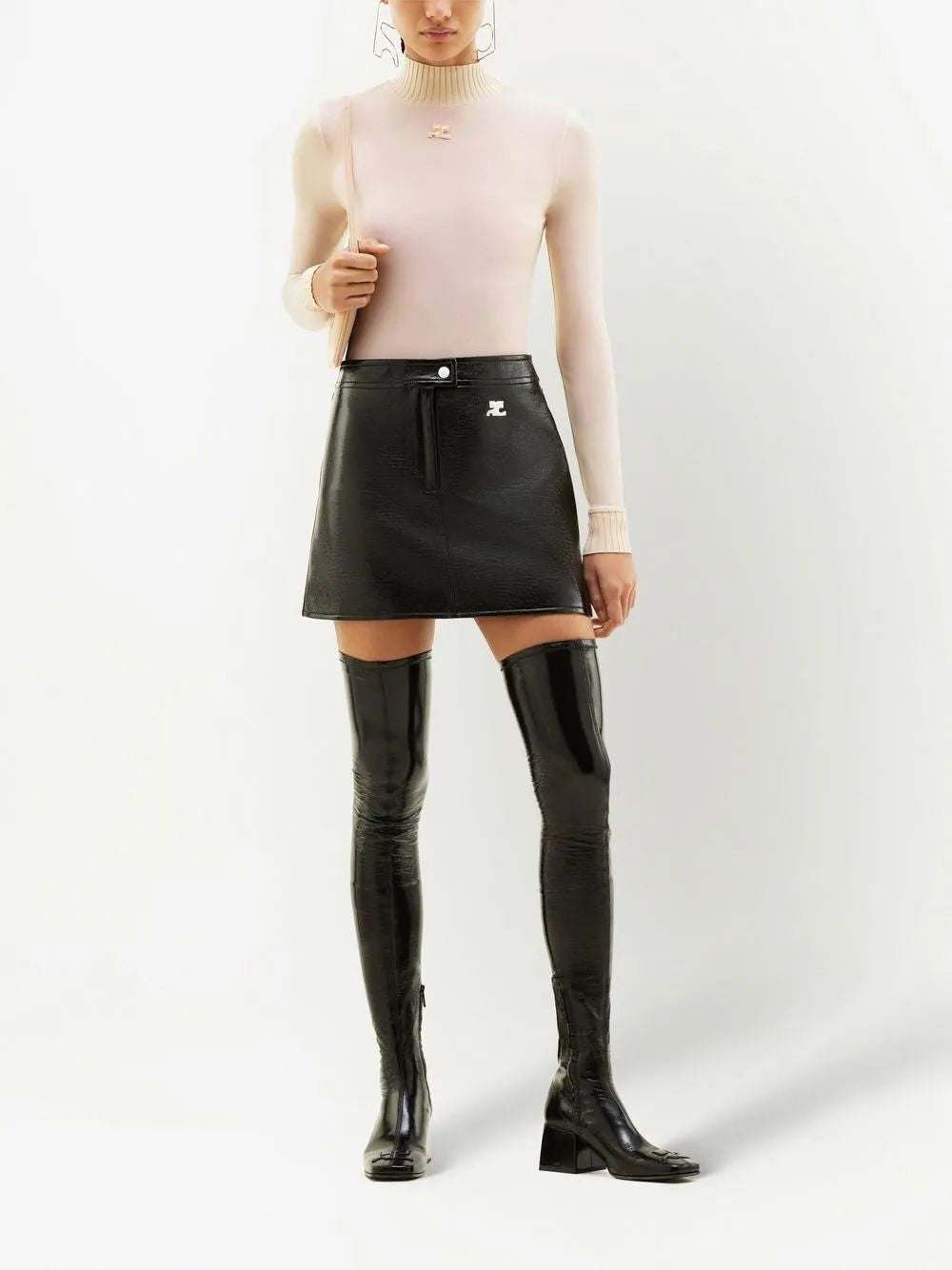 COURREGÈS Stylish Vinyl Mini Skirt for Women - SS25 Collection