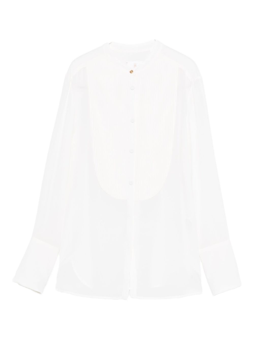 TRAME AUREE Silk Pleated Panel Button-Up Shirt - Women's