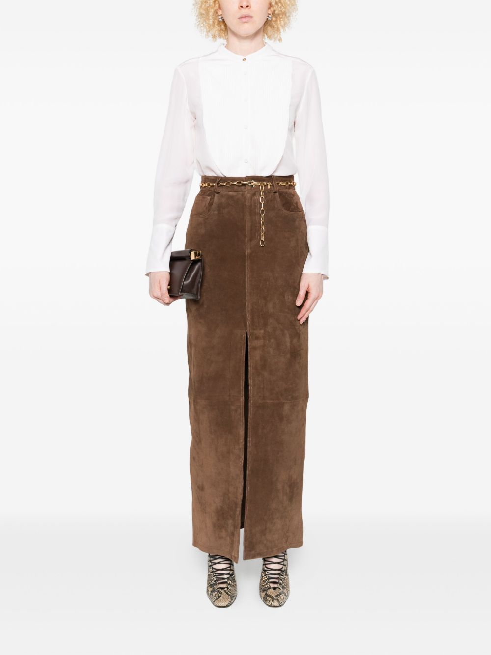 TRAME AUREE Silk Pleated Panel Button-Up Shirt - Women's