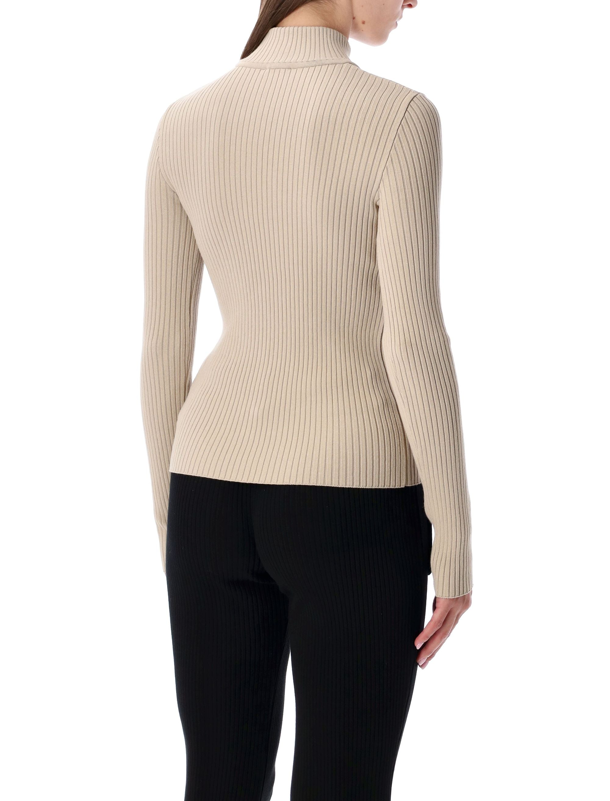 COURREGÈS Rib Knit Mock Neck Sweater - Slim Fit