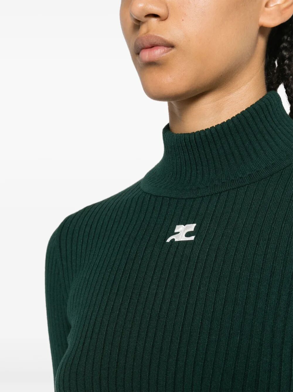 COURREGÈS Re-Edition Rib Knit Mockneck Sweater for Women - FW25