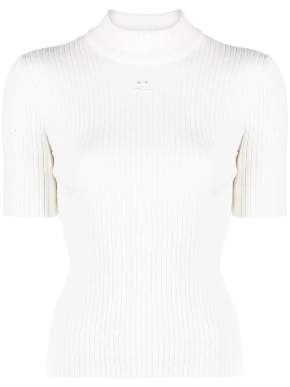 COURREGÈS Reedition Short Sleeves Ribbed Knit Sweater