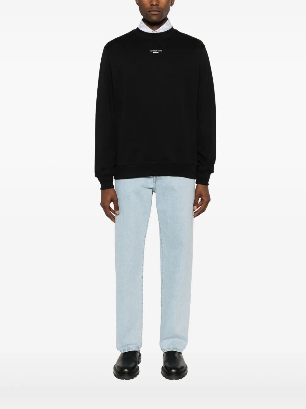 DRÔLE DE MONSIEUR Classic Slogan Round Neck Sweatshirt for Men