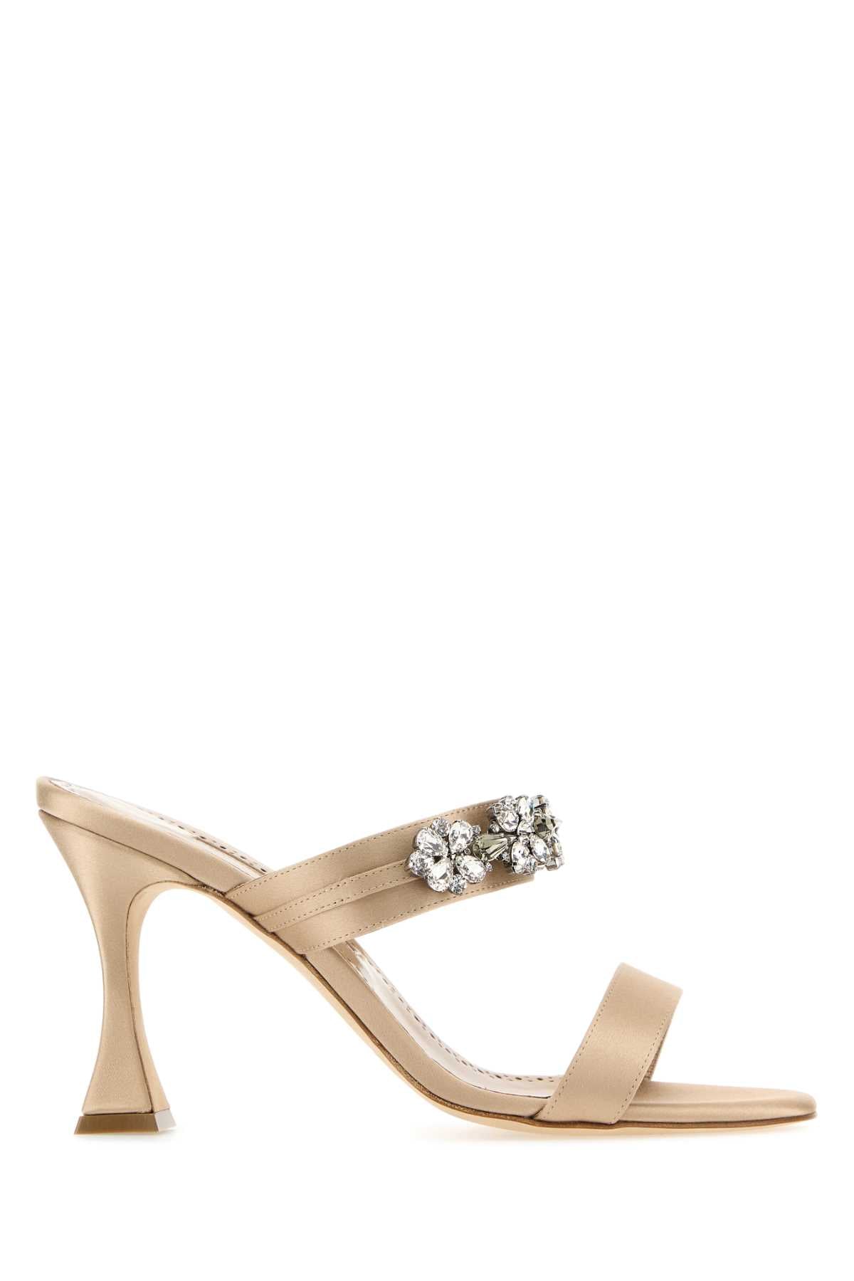 MANOLO BLAHNIK Satin Mini Flat Sandals