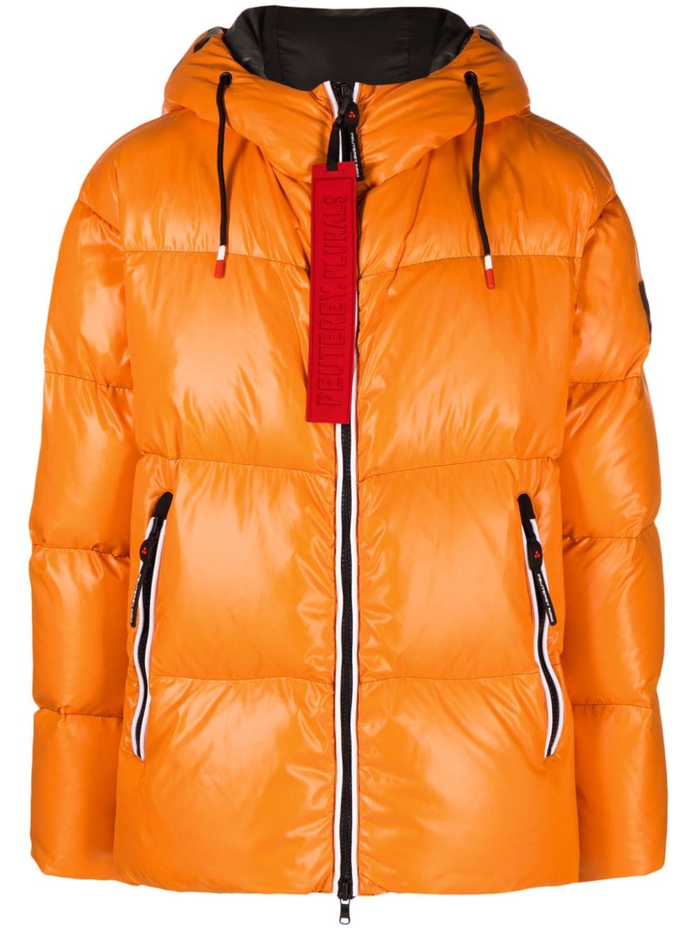 PEUTEREY Men's High-Shine Down Jacket with Drawstring Hood