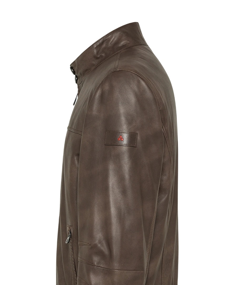 PEUTEREY Vintage Short Fit Leather Bomber Jacket