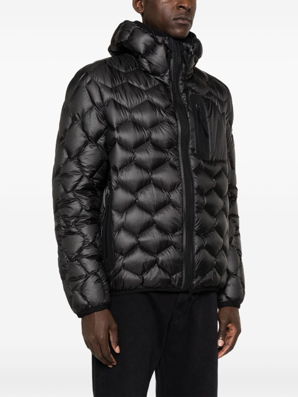 PEUTEREY Men's Geometric Quilted Down Jacket - Regular Fit