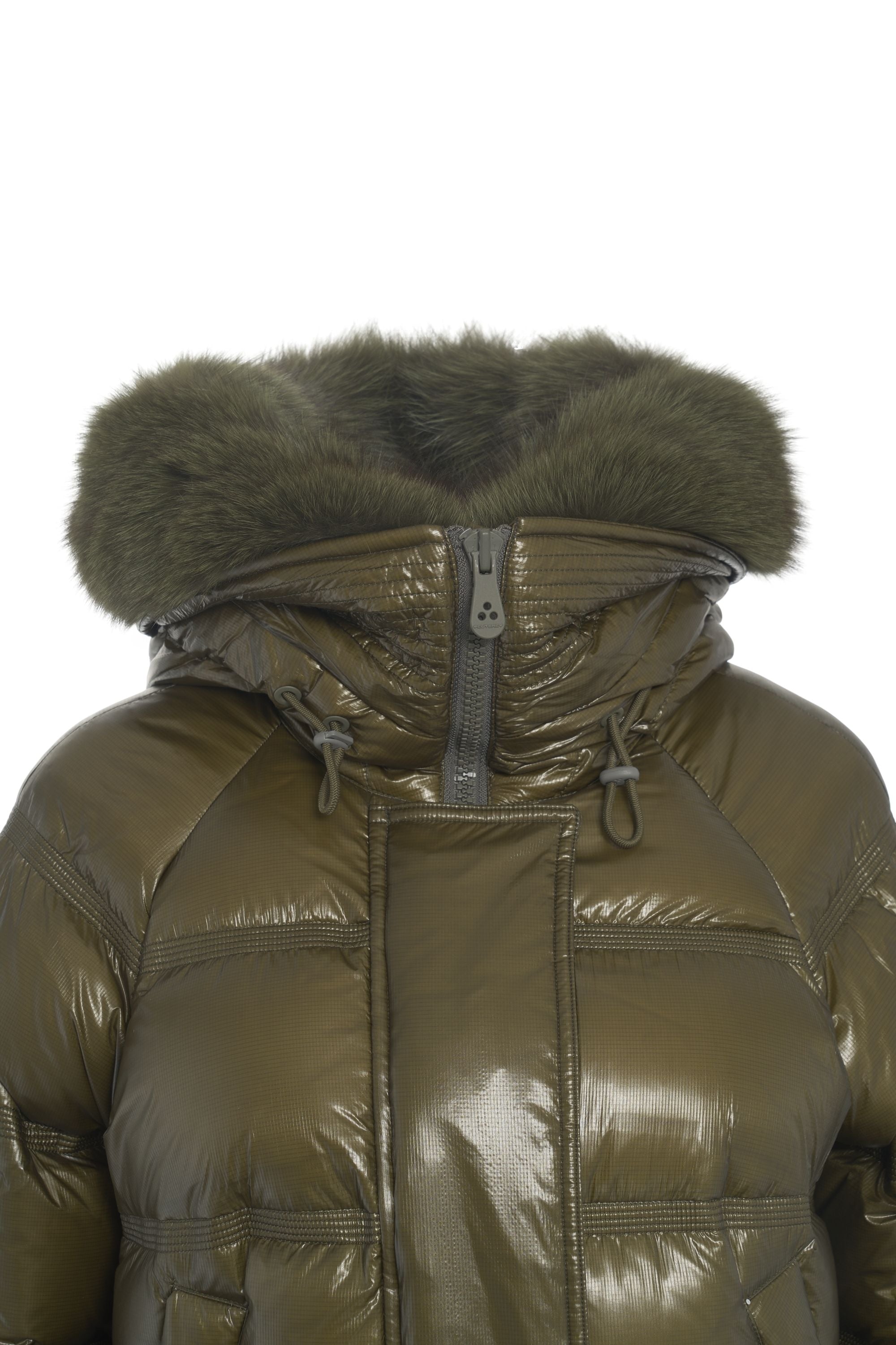 PEUTEREY Quilted Puffer Jacket with Removable Fur Hood