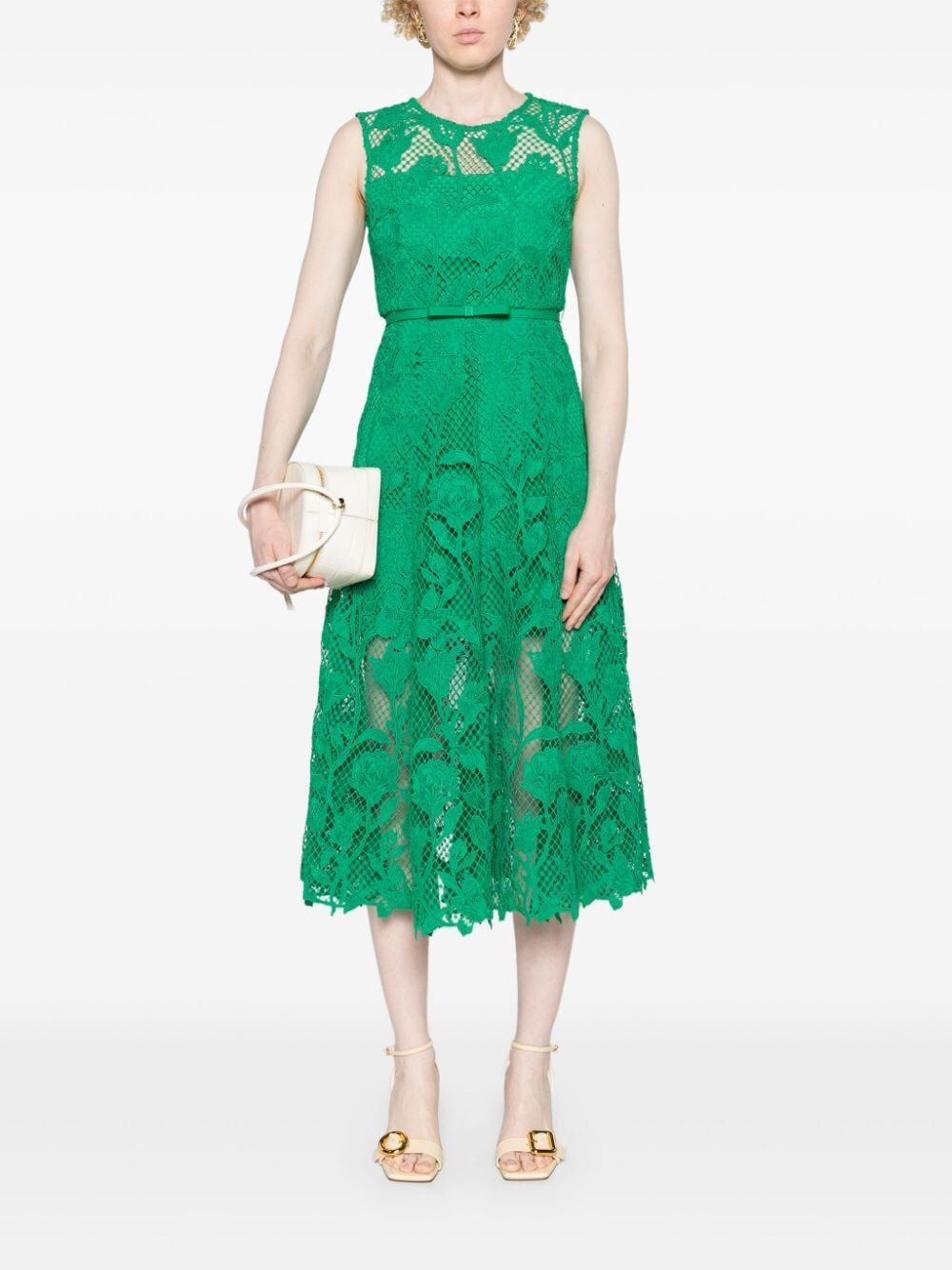 SELF-PORTRAIT Lace Sleeveless Midi Dress