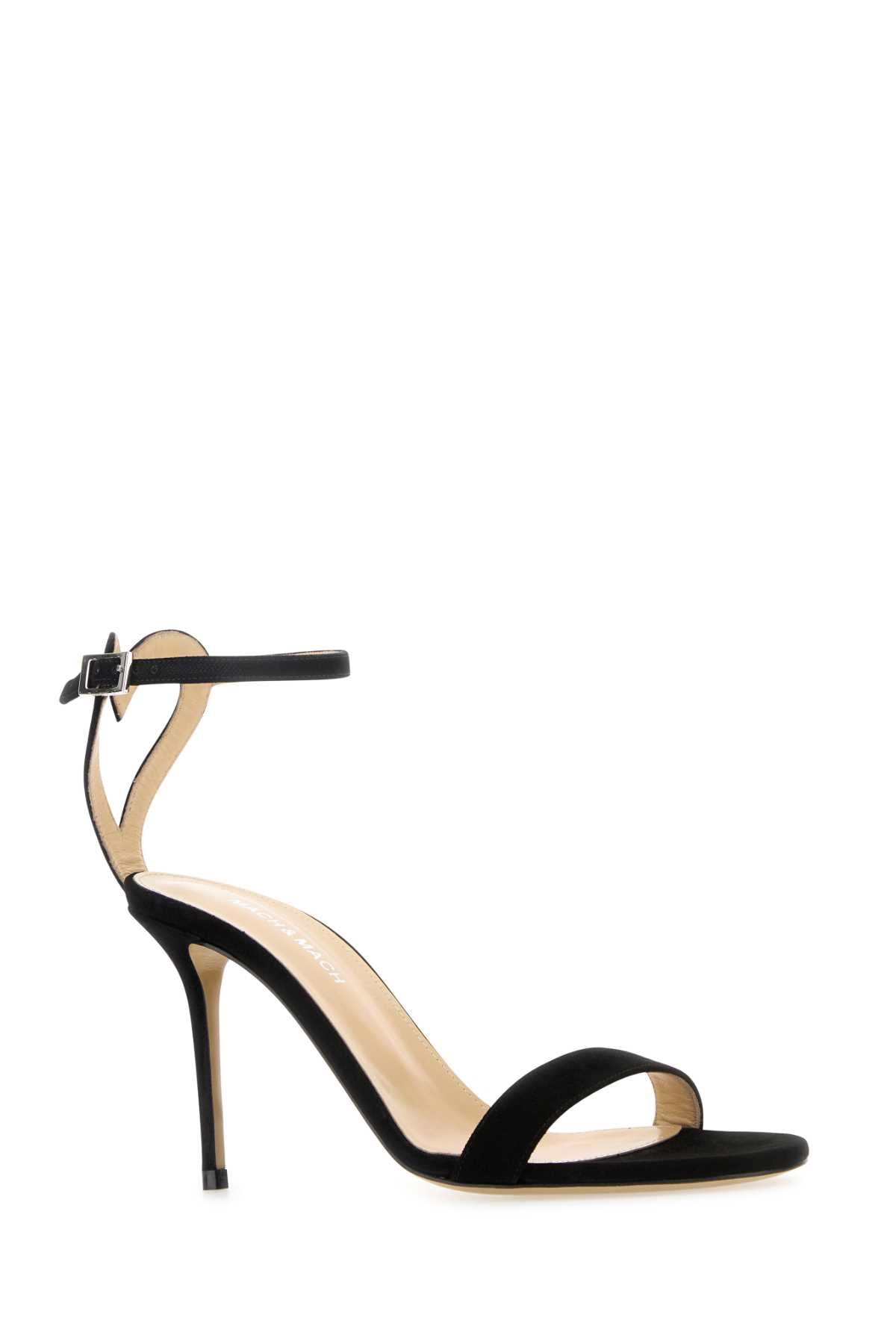 MACH & MACH Special Heart Mini Suede Round Toe Sandals (85MM)