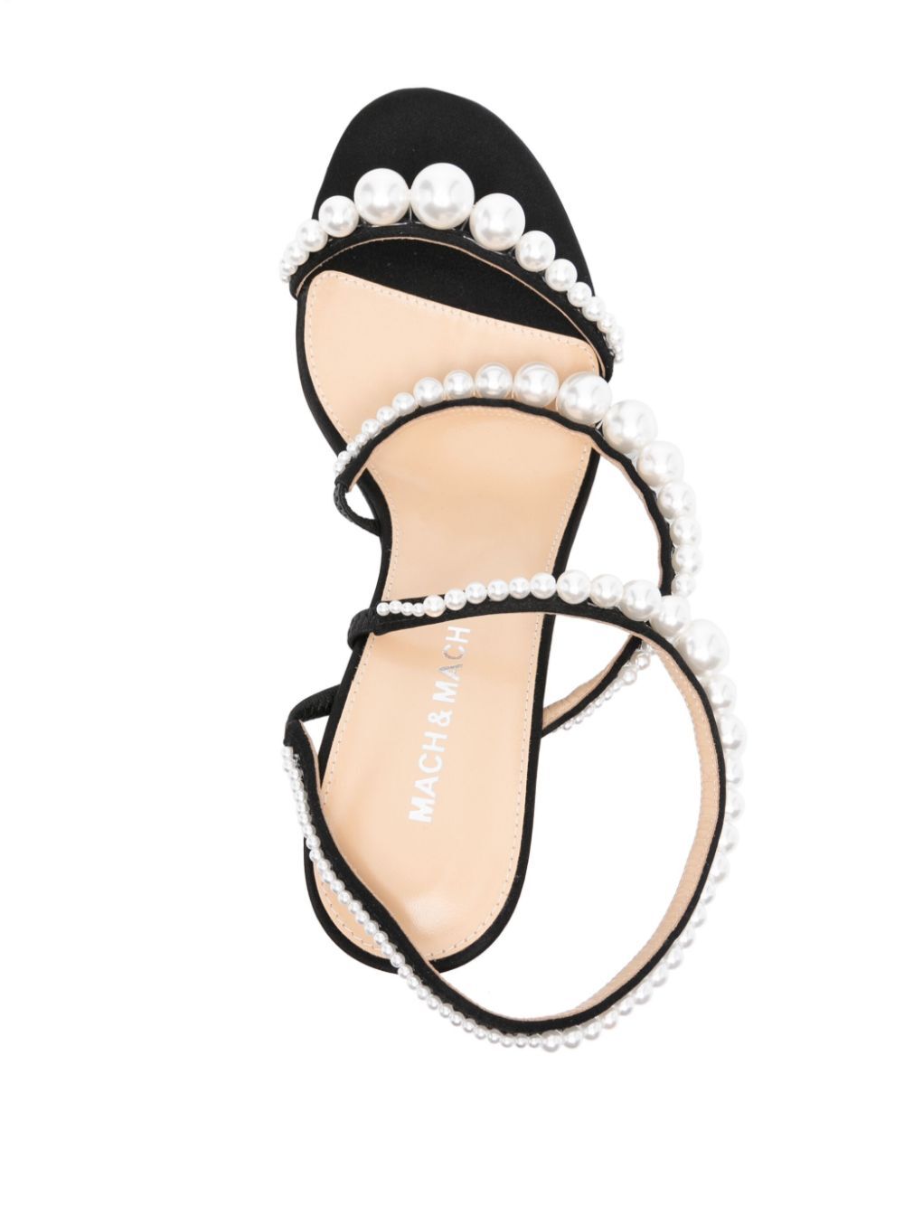 MACH & MACH Satin Round Toe Pearl Sandals