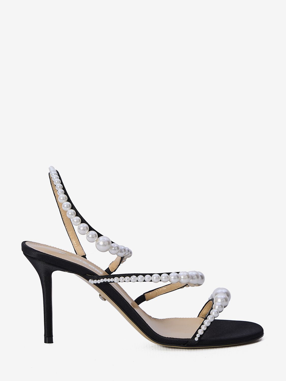 MACH & MACH Mini Sandals with Pearl Accents and Thin Heels - 8.5cm