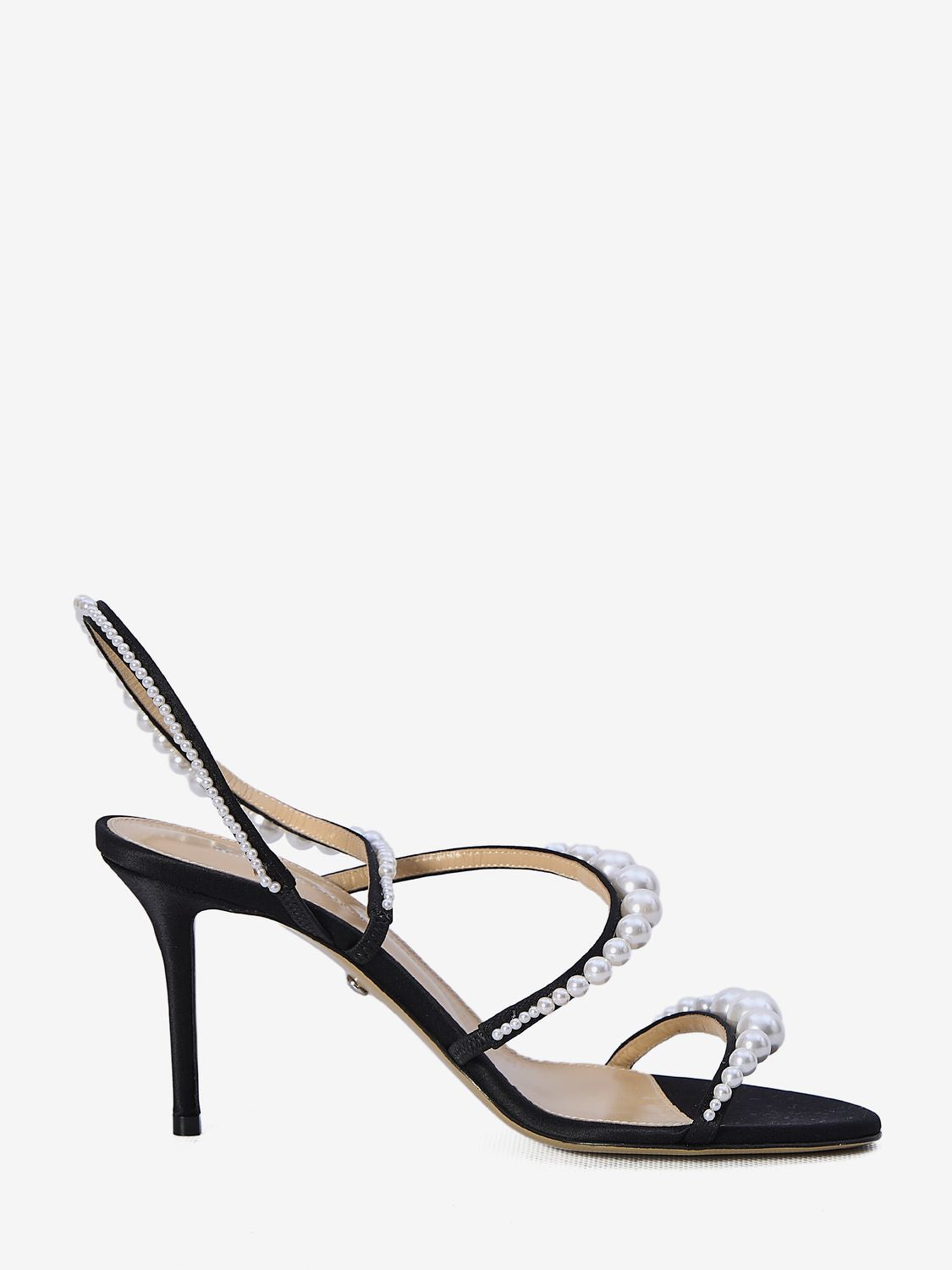 MACH & MACH Mini Sandals with Pearl Accents and Thin Heels - 8.5cm