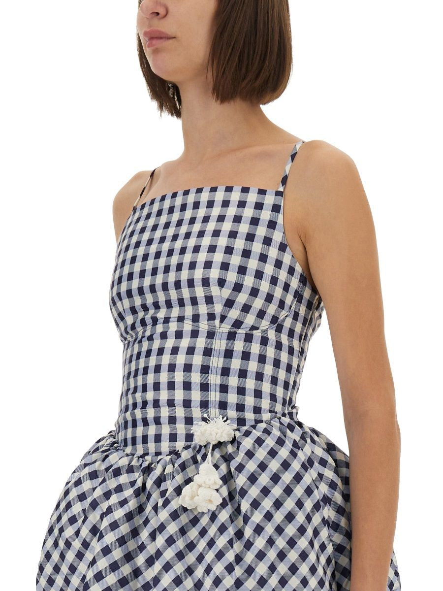 SELF-PORTRAIT Slim Fit Checkered Taffeta Mini Dress