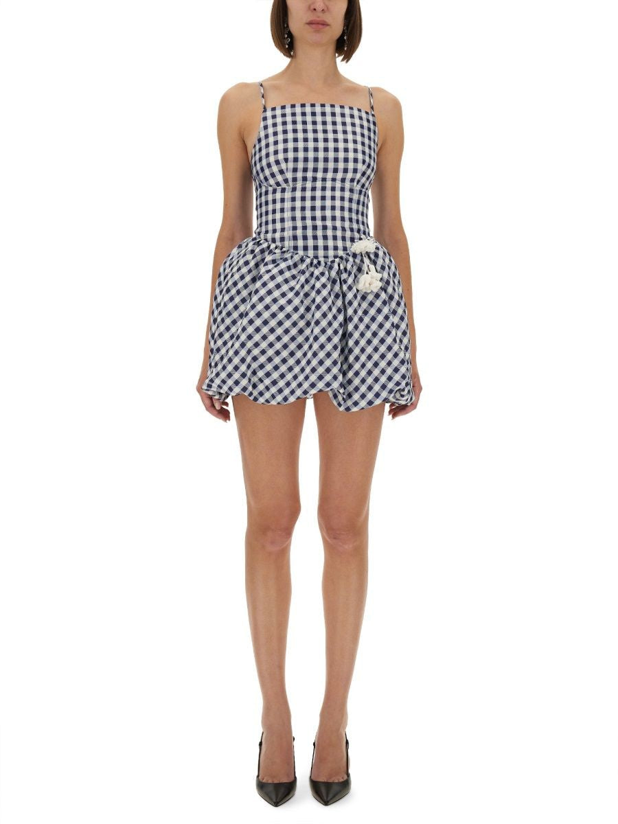 SELF-PORTRAIT Slim Fit Checkered Taffeta Mini Dress
