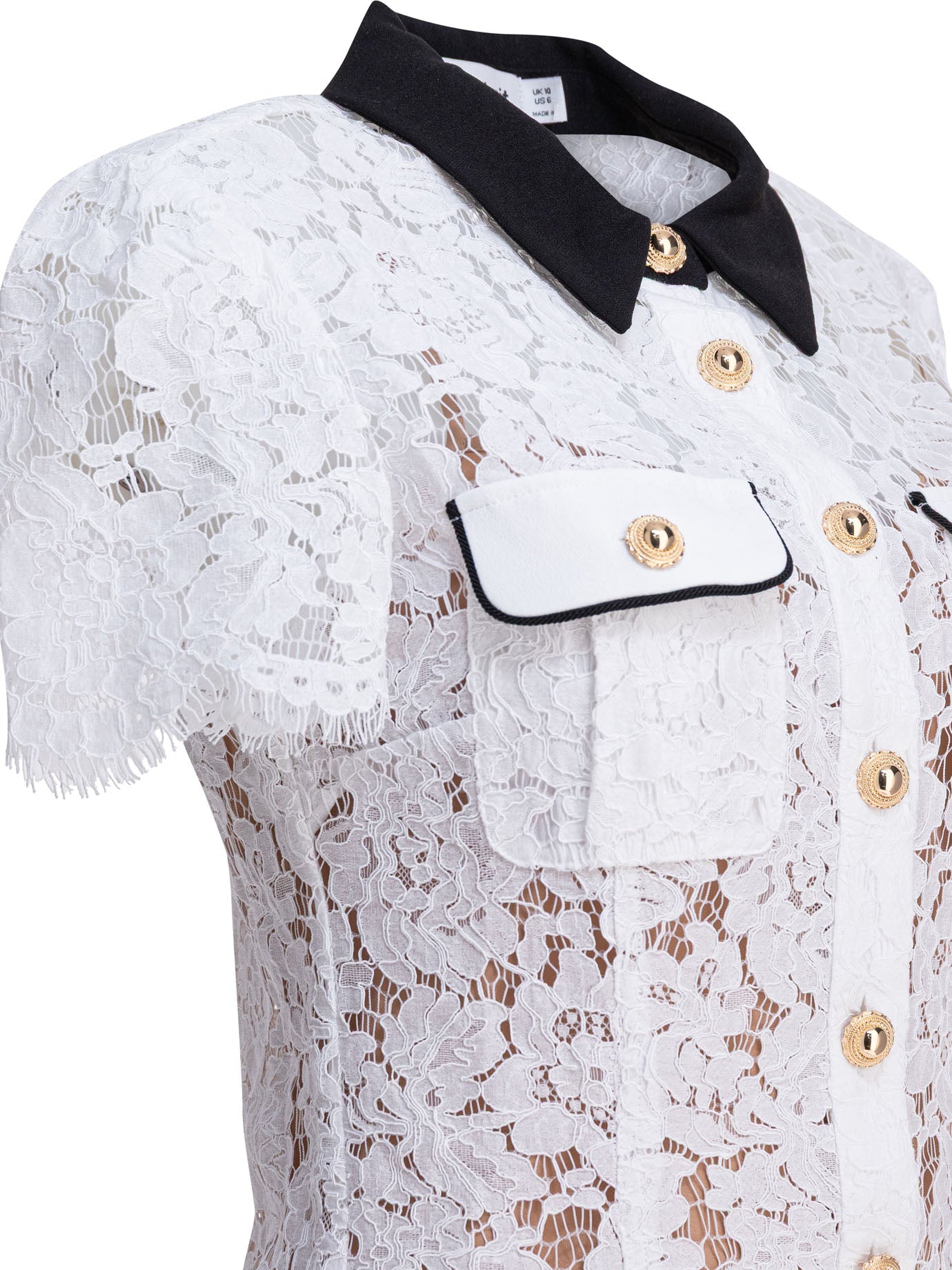 SELF-PORTRAIT Chic Lace Mini Dress with Front Pockets