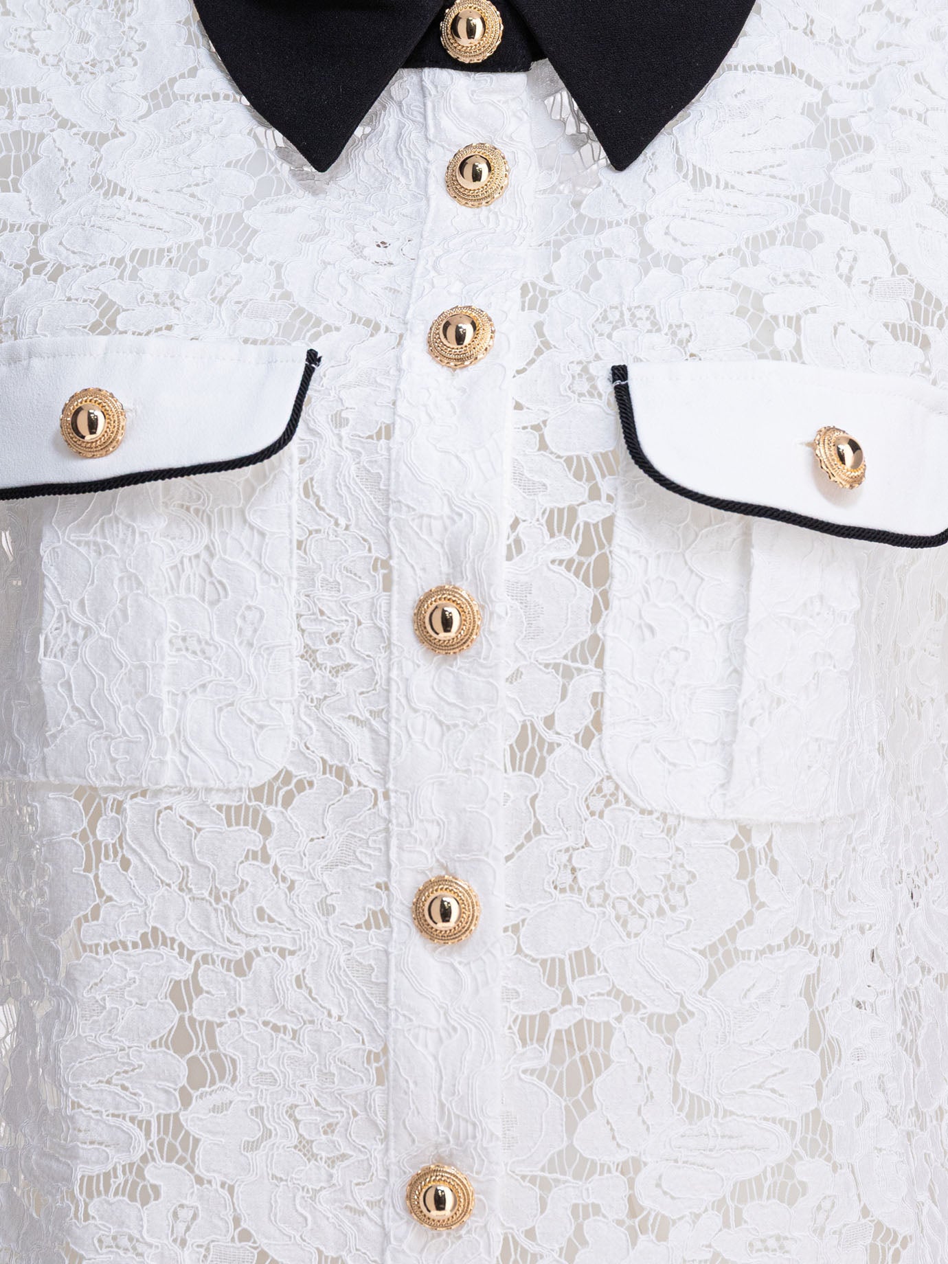 SELF-PORTRAIT Lace Contrast Collar Top