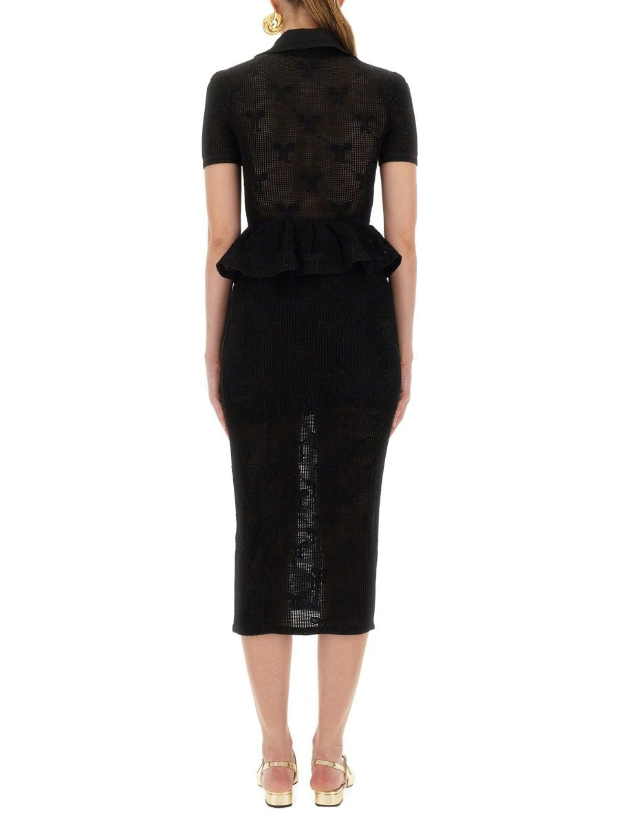 SELF-PORTRAIT MIDI CROCHET DRESS WITH BOWS - SIZE S