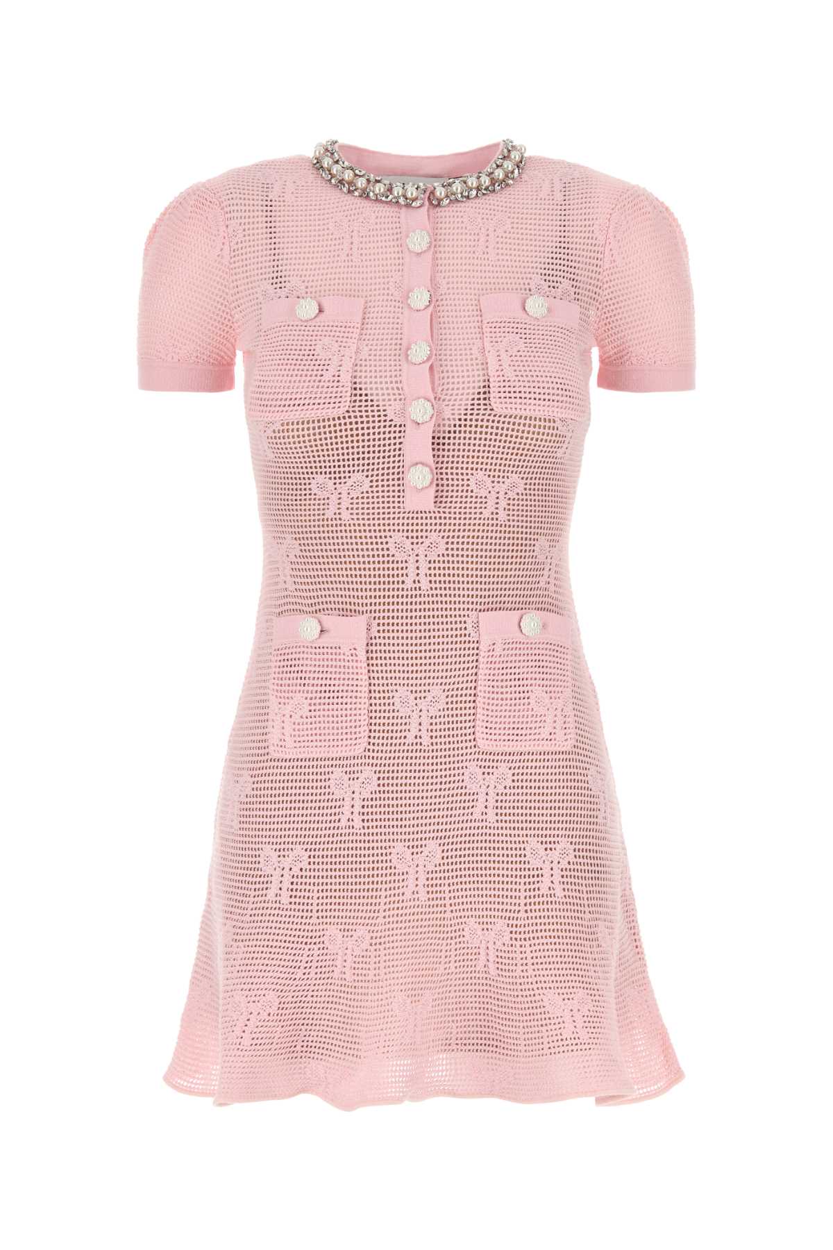 SELF-PORTRAIT Charming Mini Crochet Dress with Bows - Slim Fit