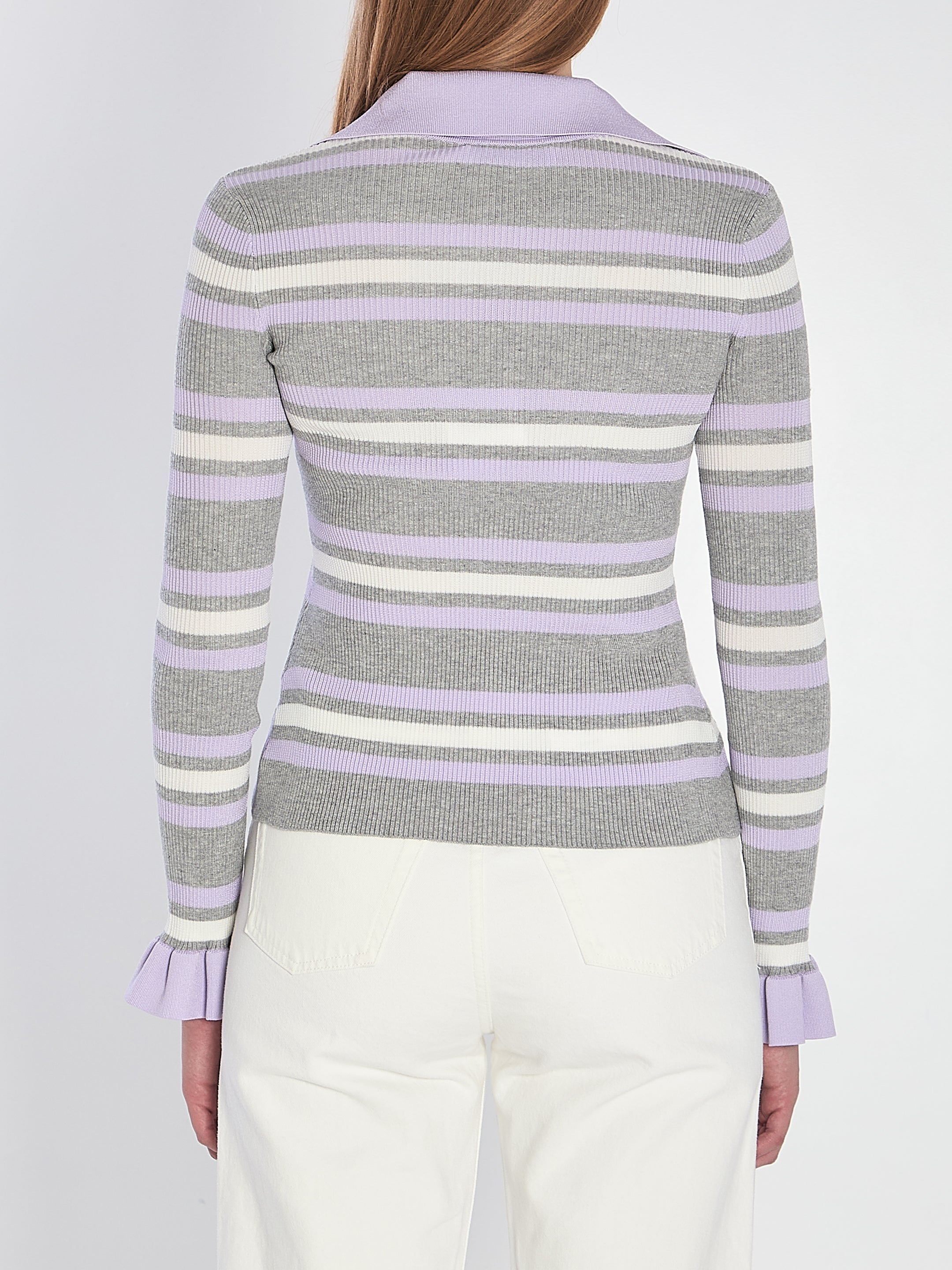 SELF-PORTRAIT Long-Sleeved Striped Knit Top