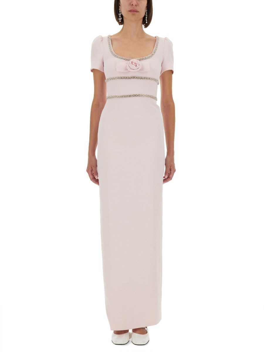 SELF-PORTRAIT Slim Fit Long Crepe Dress - Size 6 UK