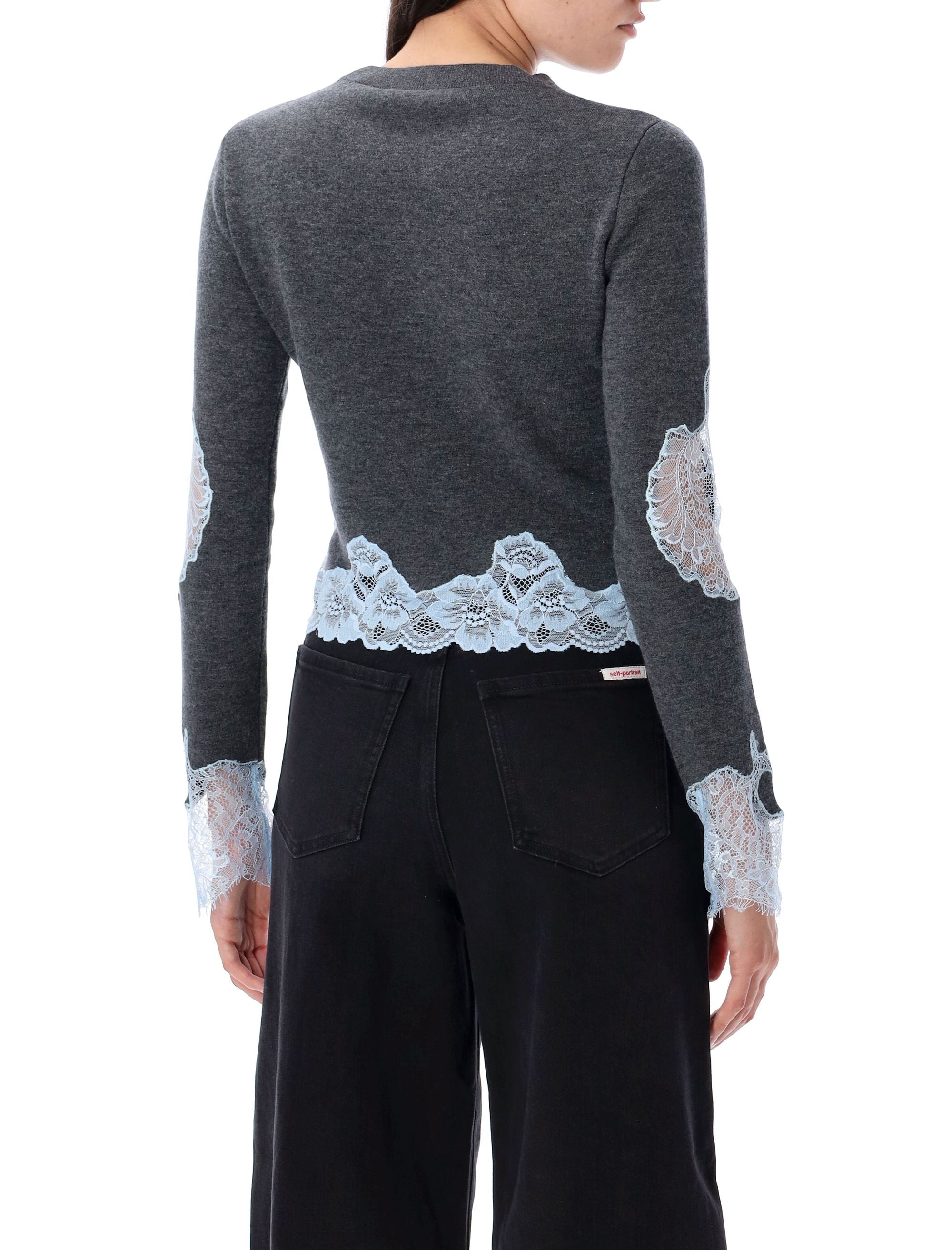 SELF-PORTRAIT Lace-Detail Long Sleeve Top