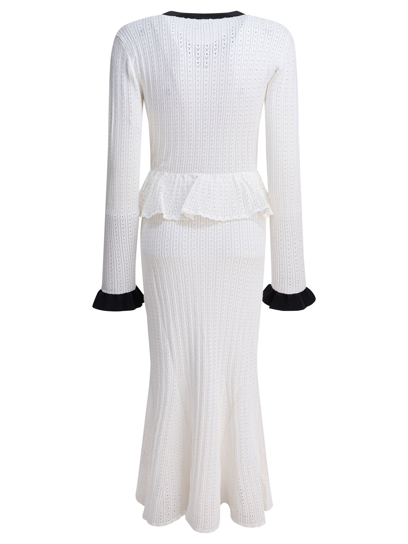 SELF-PORTRAIT Midi Pointelle Knit Contrast Dress for Women