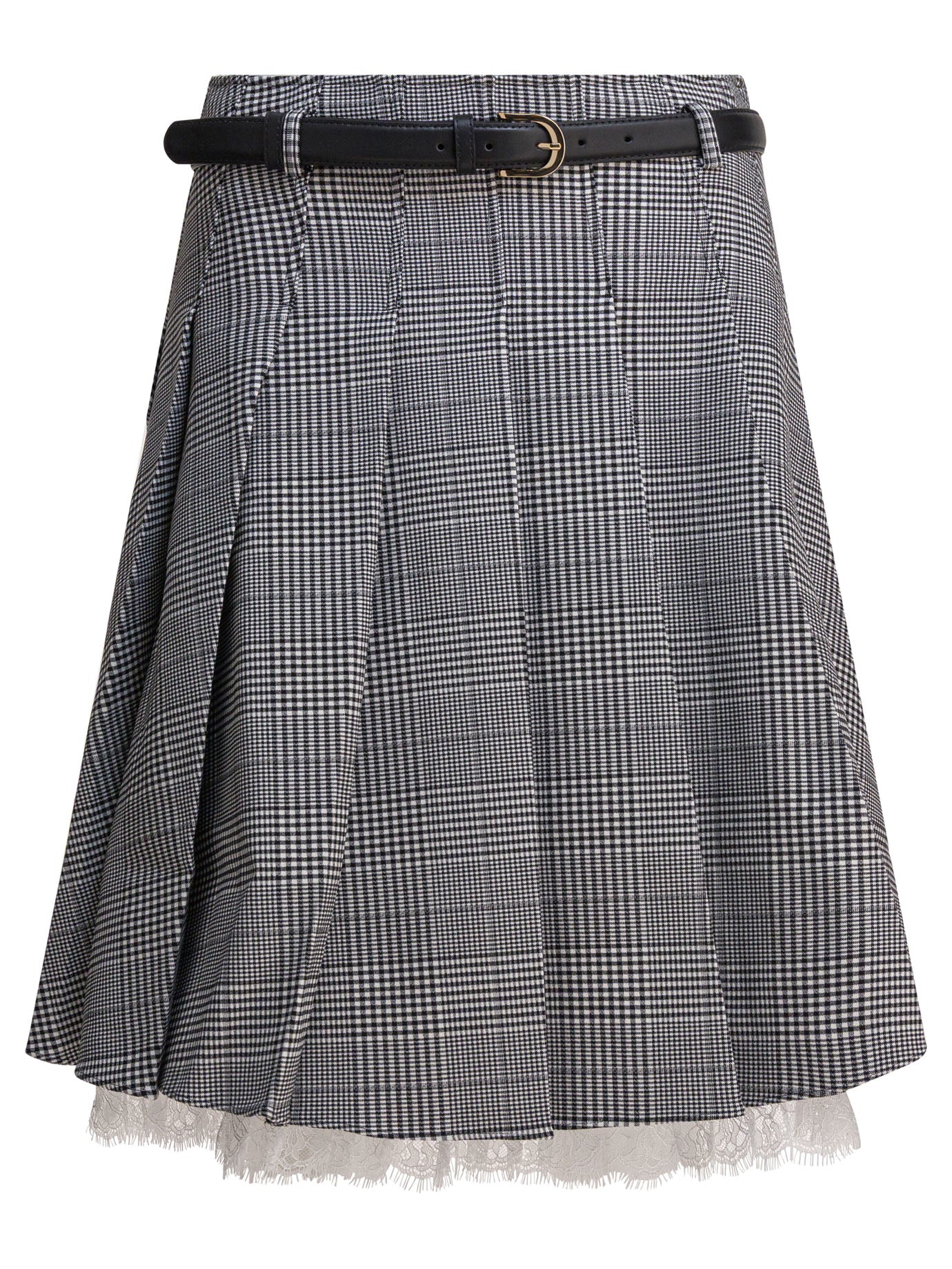 SELF-PORTRAIT Stylish Prince of Wales Check Pleated Midi Skirt for Women