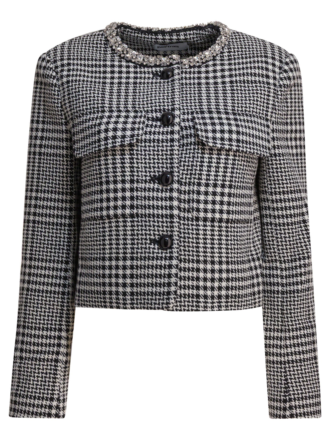 SELF-PORTRAIT Women's Houndstooth Crystal Trim Jacket