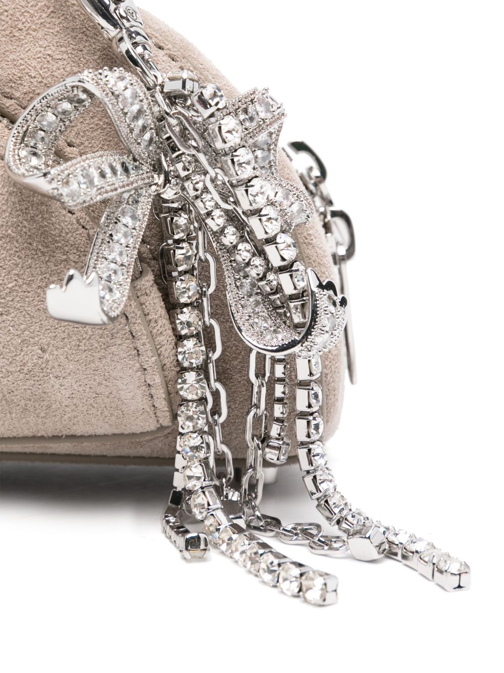 SELF-PORTRAIT Mini Suede Shoulder Handbag with Bow Detailing