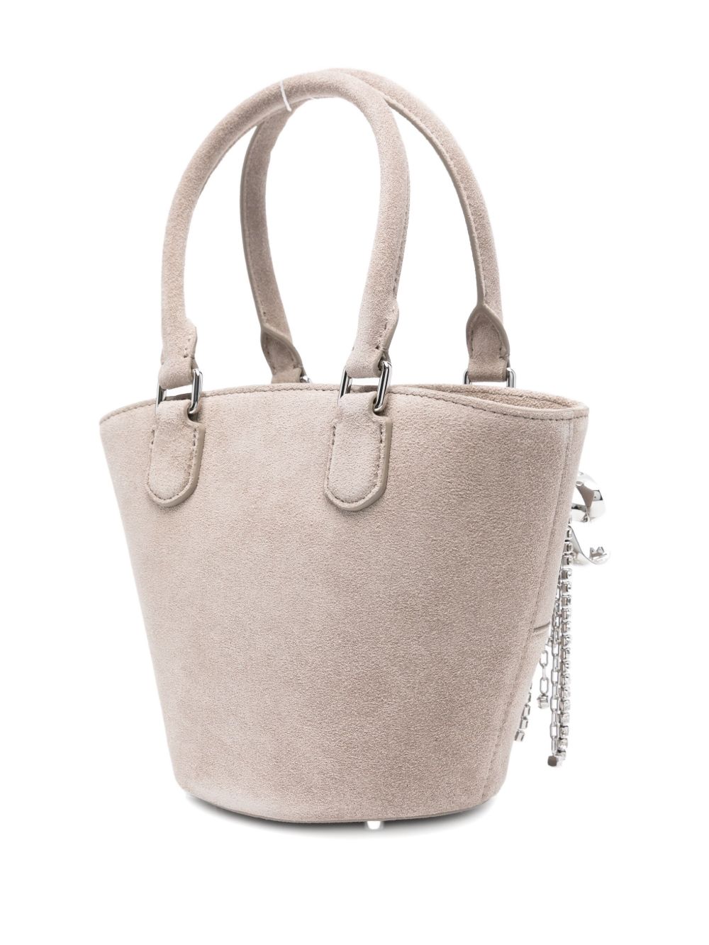 SELF-PORTRAIT Suede Tote Handbag with Crystal Embellishment