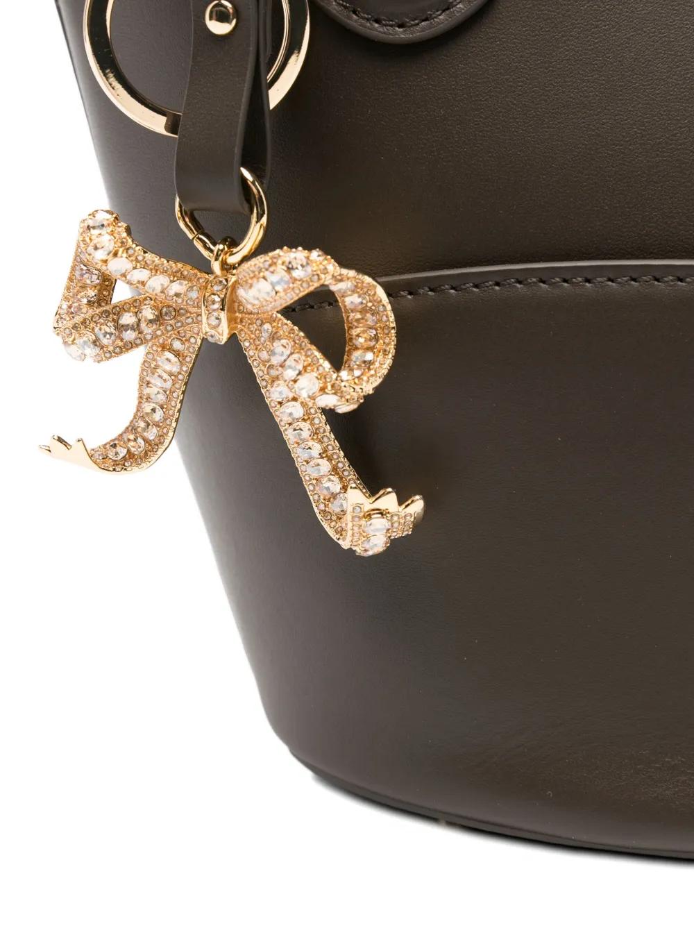 SELF-PORTRAIT Leather Bucket Handbag with Bow Charm