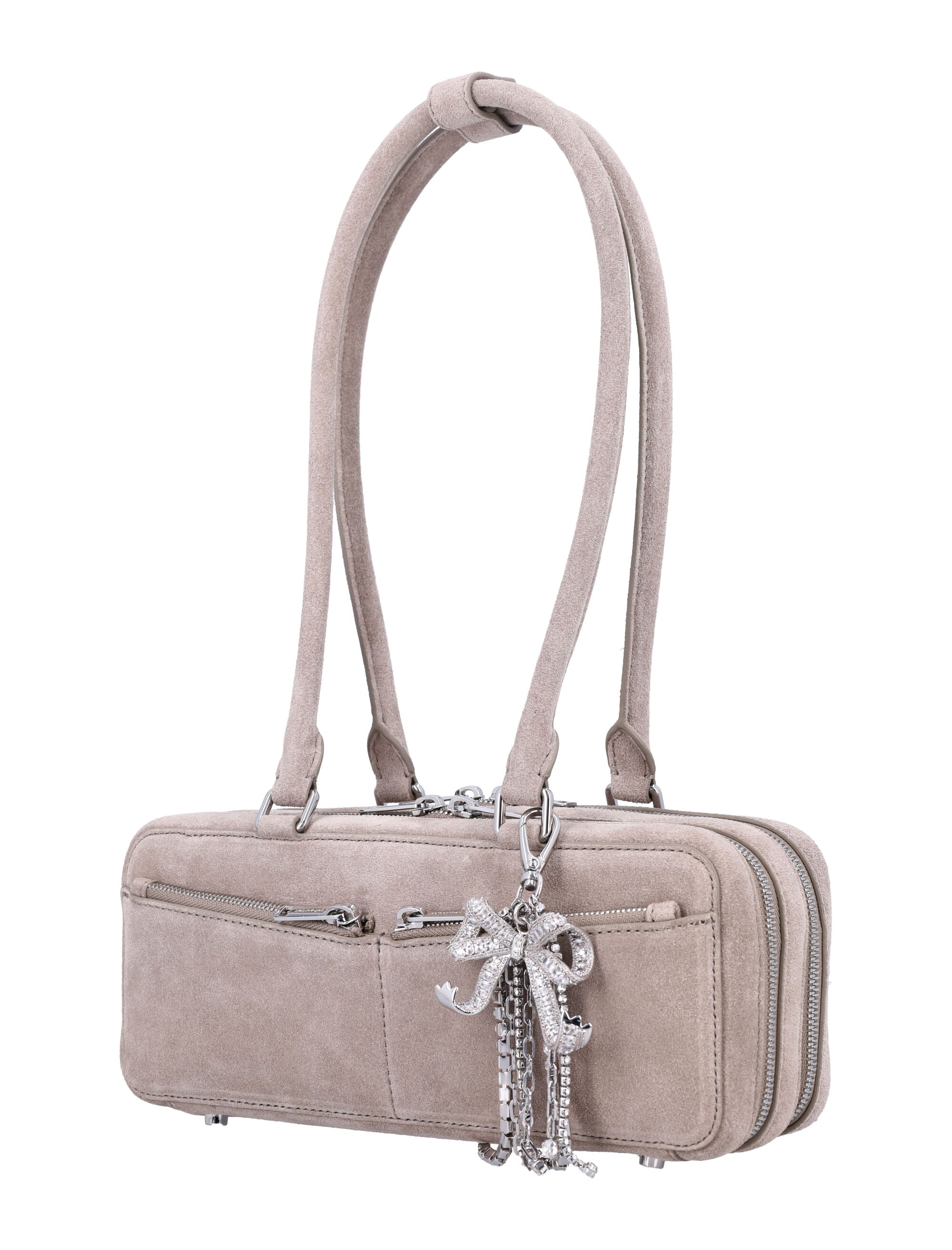 SELF-PORTRAIT Mini Baguette Shoulder Handbag with Charm