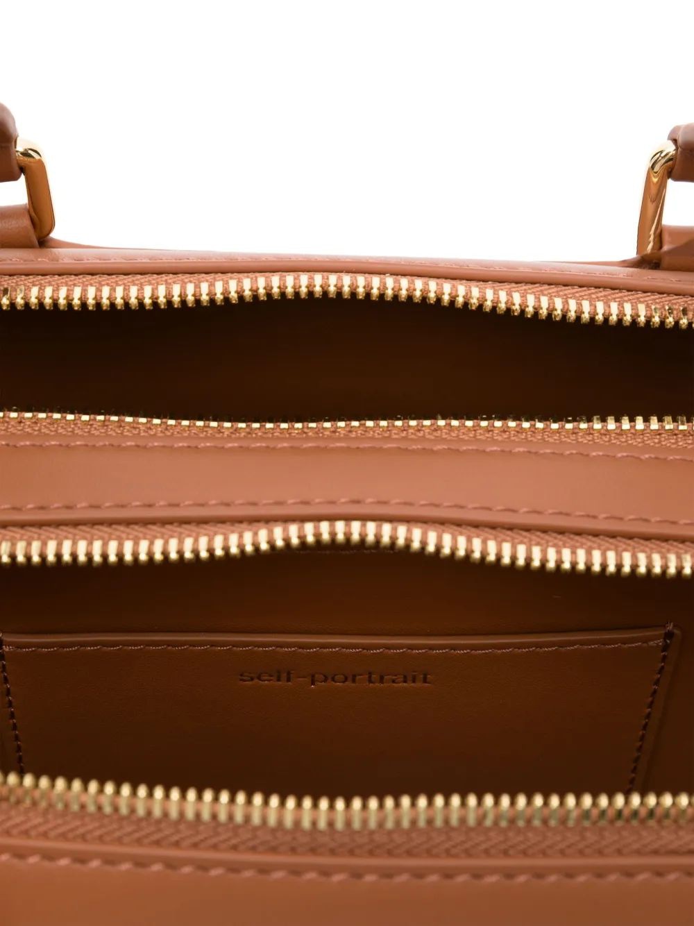 SELF-PORTRAIT Leather Handbag with Top Handles and Zip Fastening