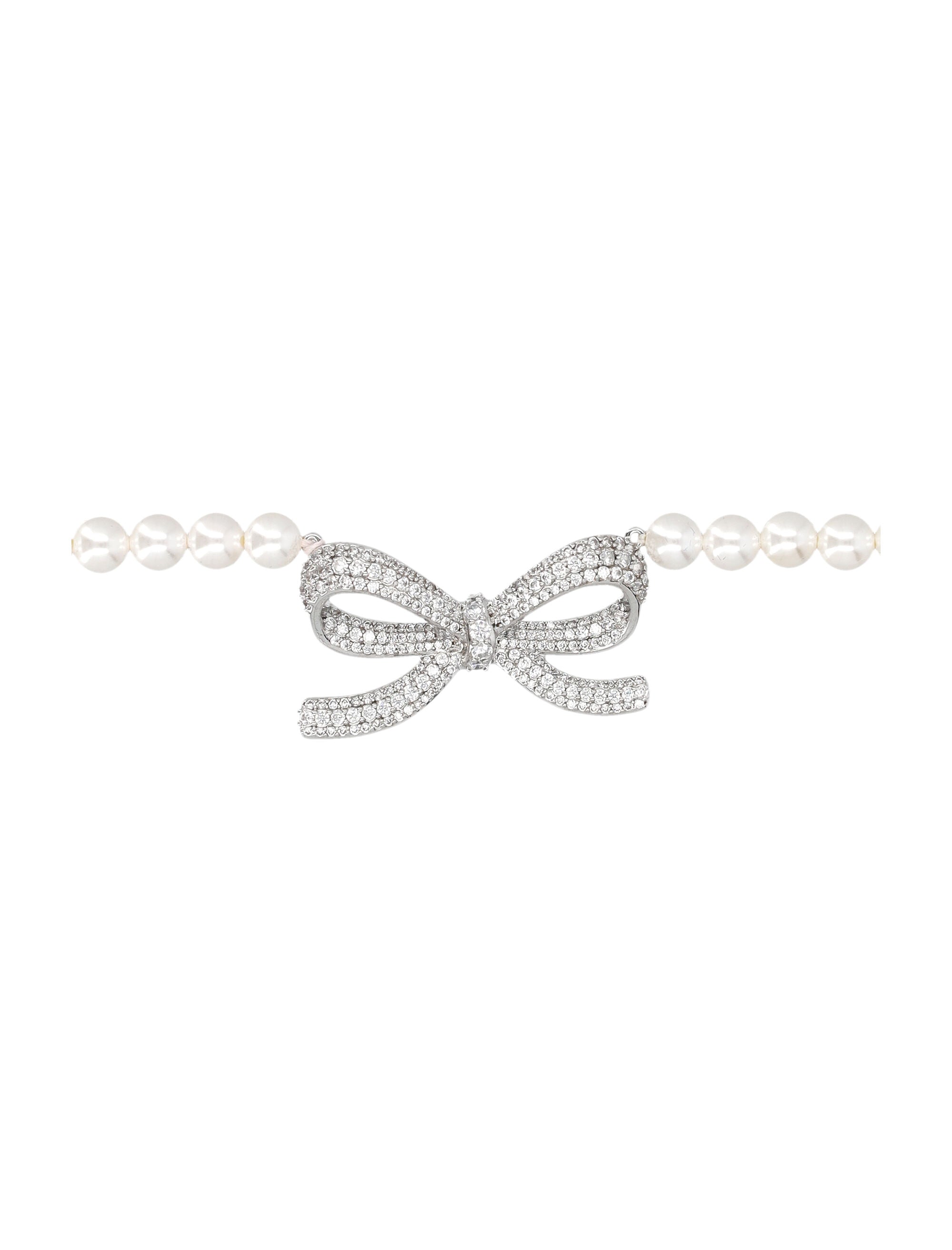 SELF-PORTRAIT Pearl Bow Necklace - 42 cm