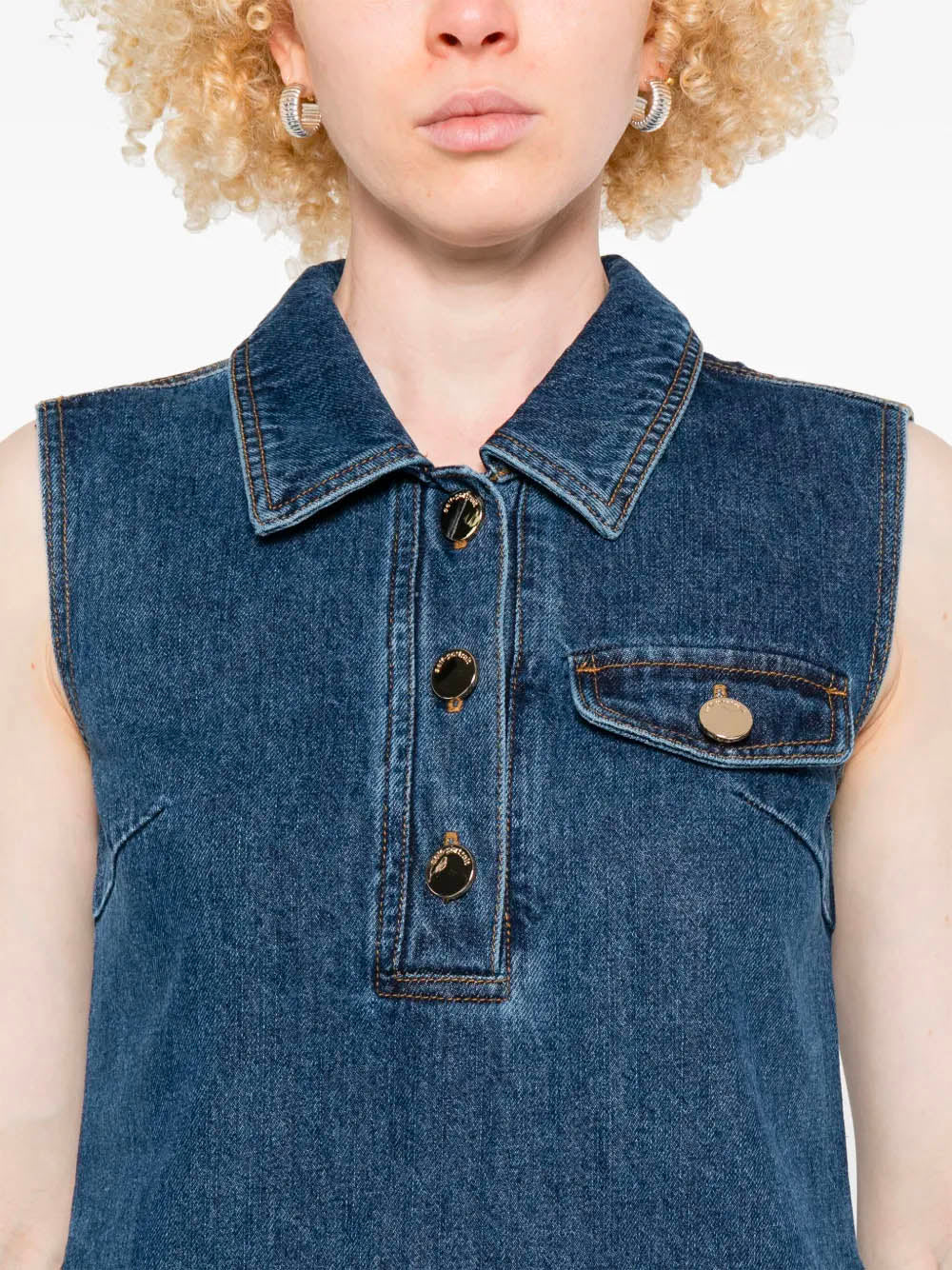 SELF-PORTRAIT Sleeveless Denim Mini Dress for Women
