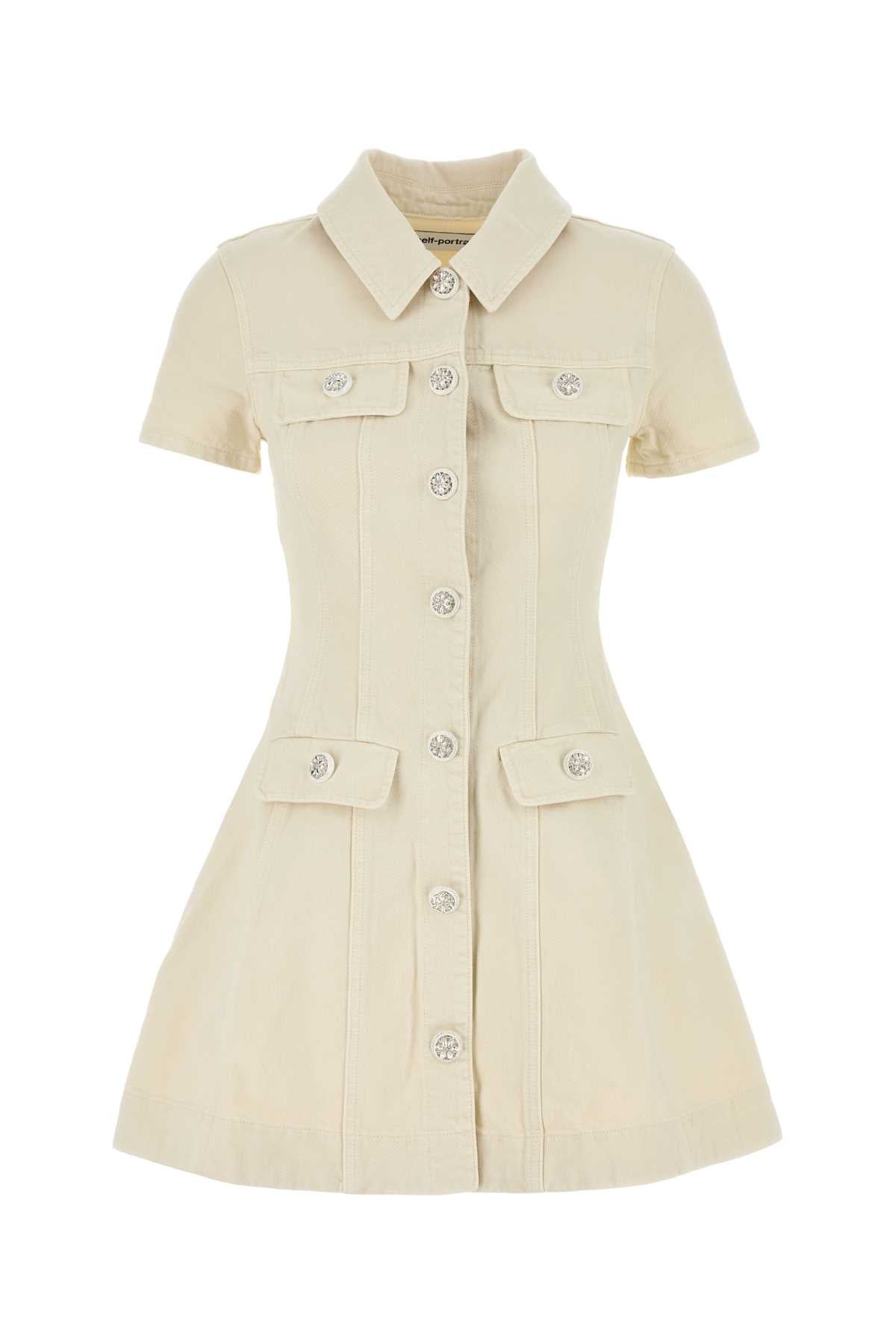 SELF-PORTRAIT Chic Denim Dress with Four Front Flap Pockets