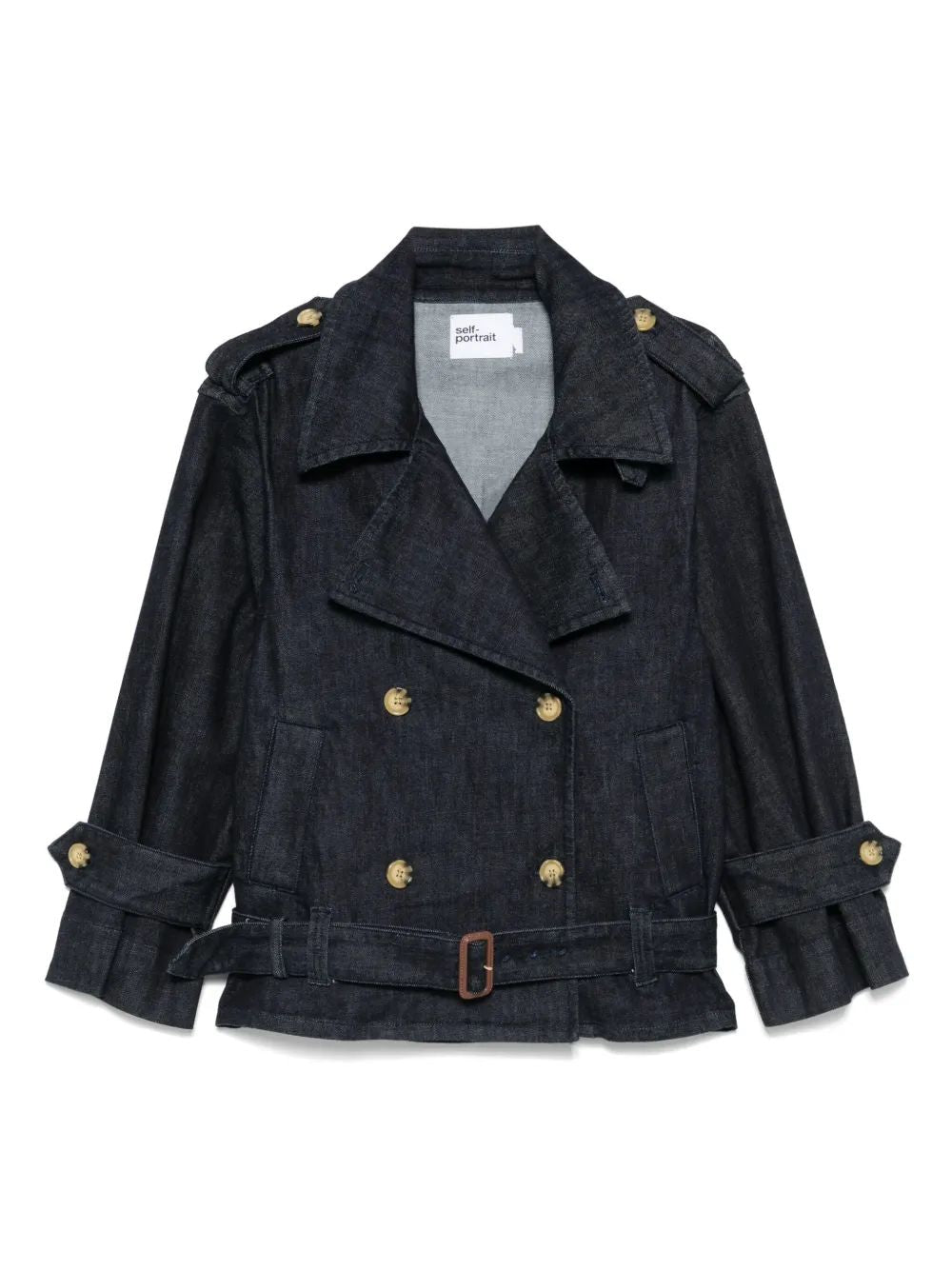SELF-PORTRAIT Oversized Denim Trench Jacket - Size 6