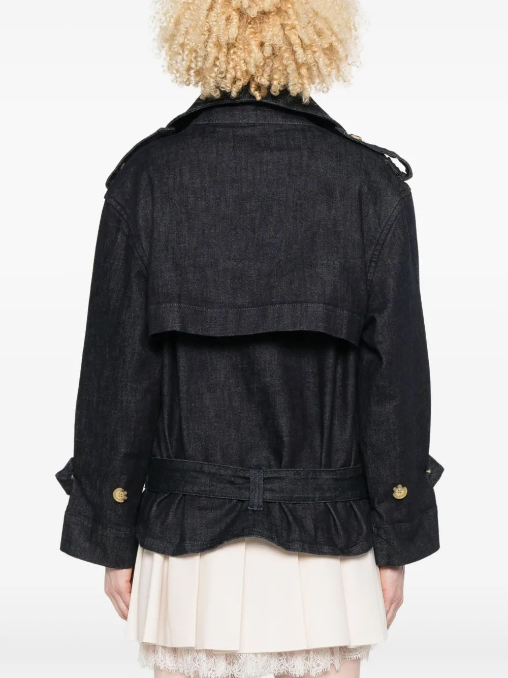 SELF-PORTRAIT Oversized Denim Trench Jacket - Size 6