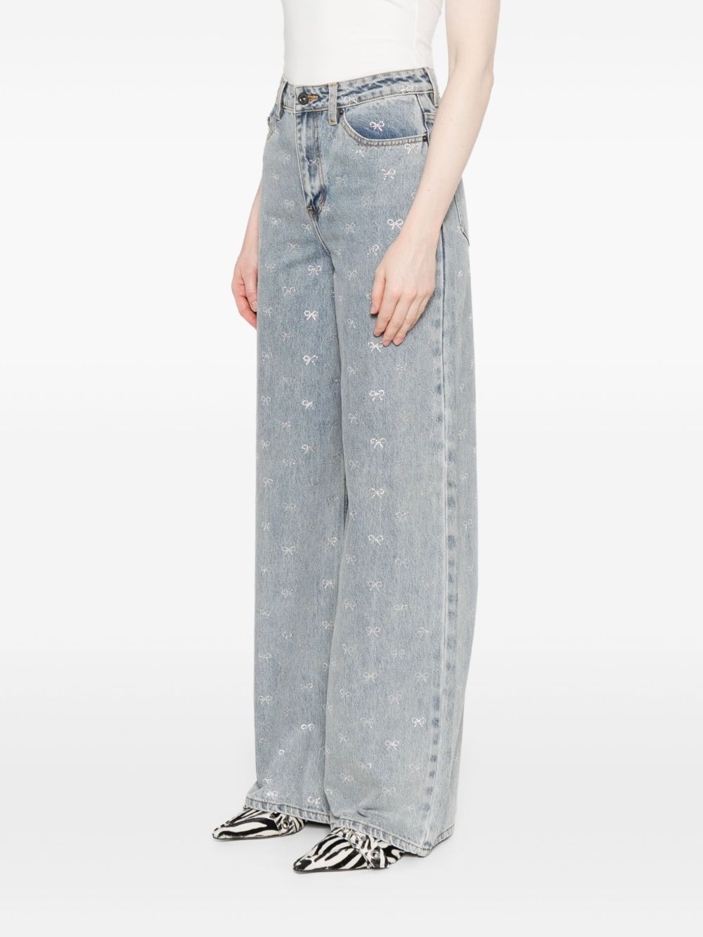 SELF-PORTRAIT Crystal Embellished Denim Jeans