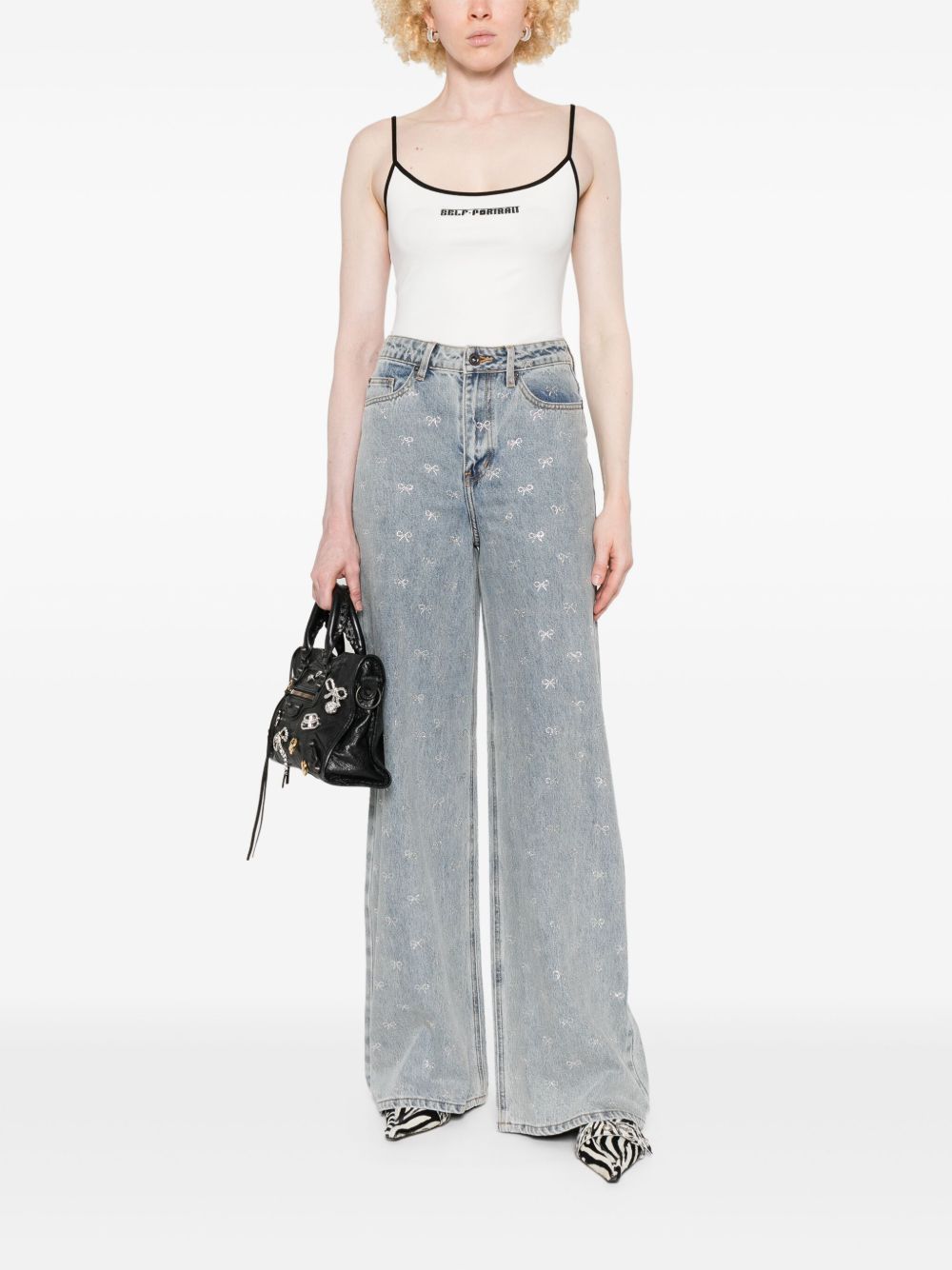 SELF-PORTRAIT Crystal Embellished Denim Jeans