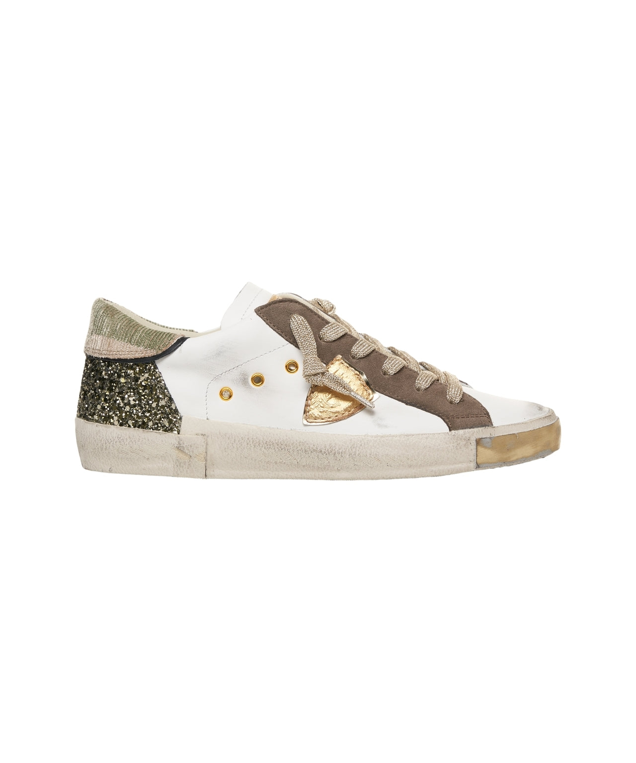 PHILIPPE MODEL Low Top Vintage-Inspired Glitter Sneakers for Women
