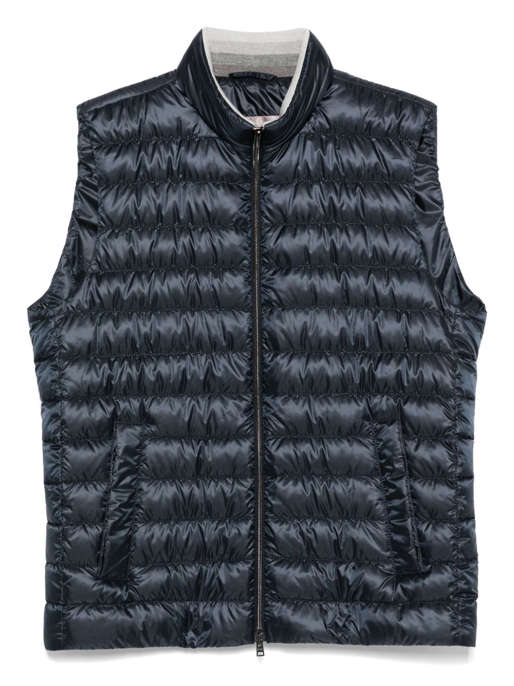 HERNO Men's Quilted Down Vest with Stand Collar