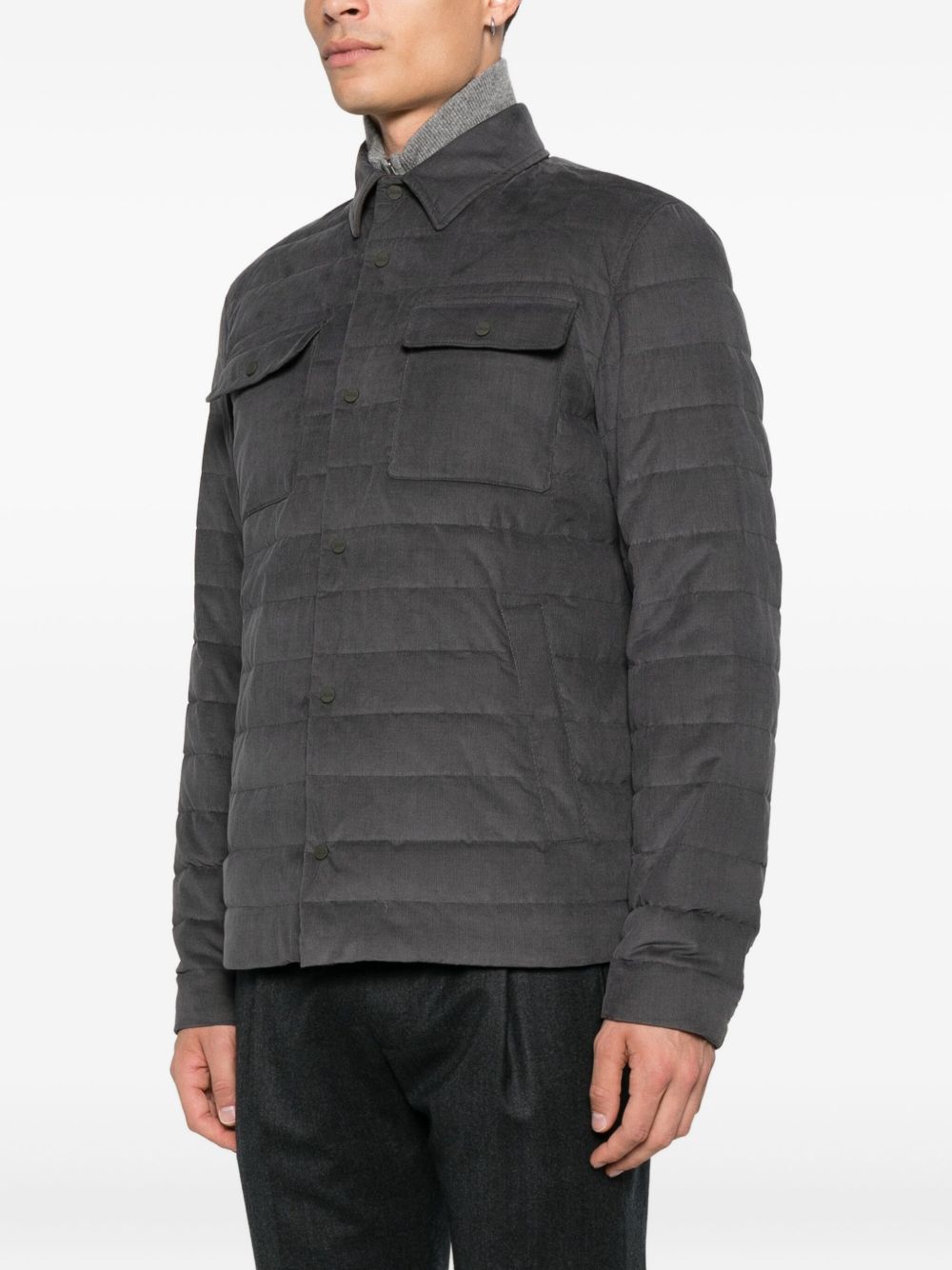 HERNO Men's Quilted Down Jacket with Flap Chest Pockets