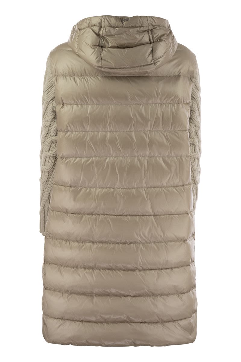 HERNO Women's Long Down Jacket with Wool Sleeves