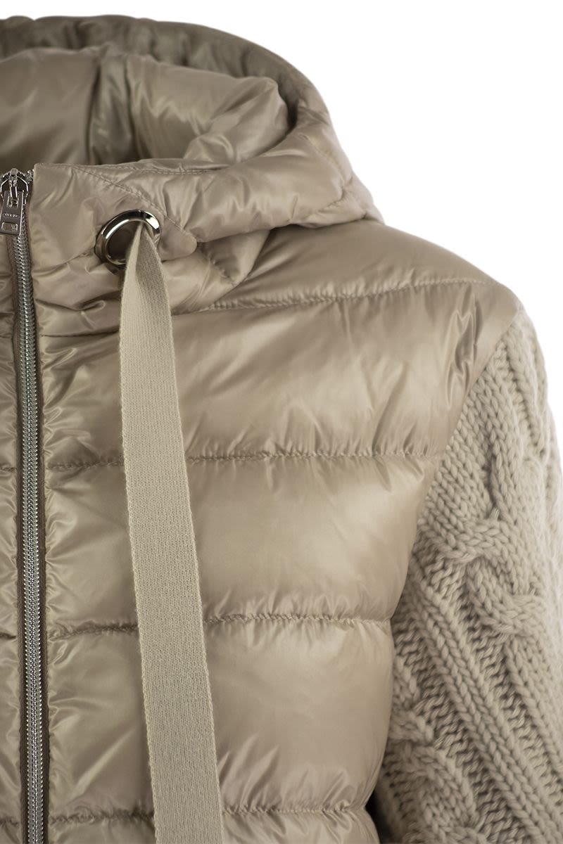 HERNO Women's Long Down Jacket with Wool Sleeves