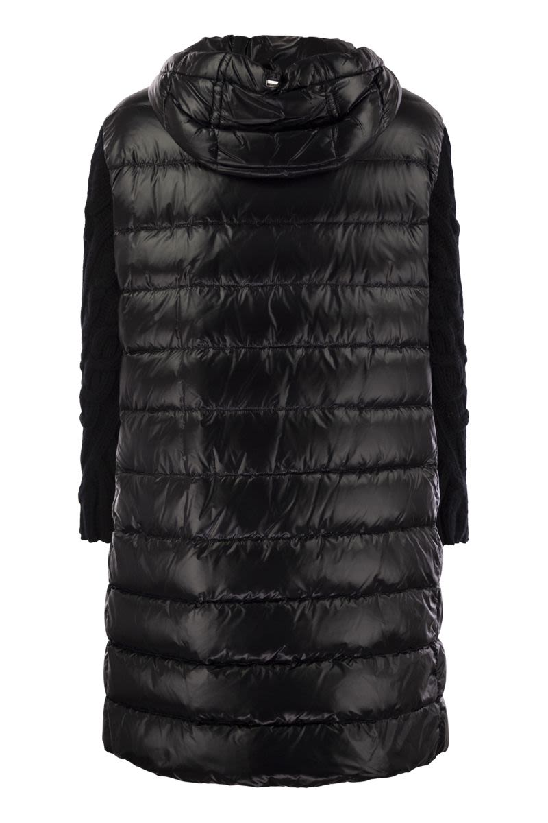 HERNO Luxury Long Down Jacket with Wool Sleeves
