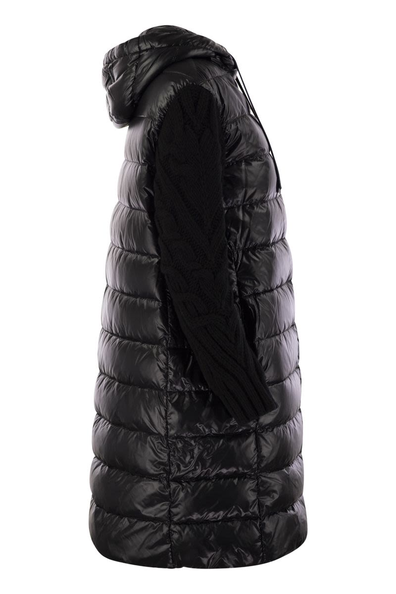 HERNO Luxury Long Down Jacket with Wool Sleeves